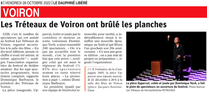 Les Tréteaux de Voiron - Le Dauphiné Libéré du 28-10-2022